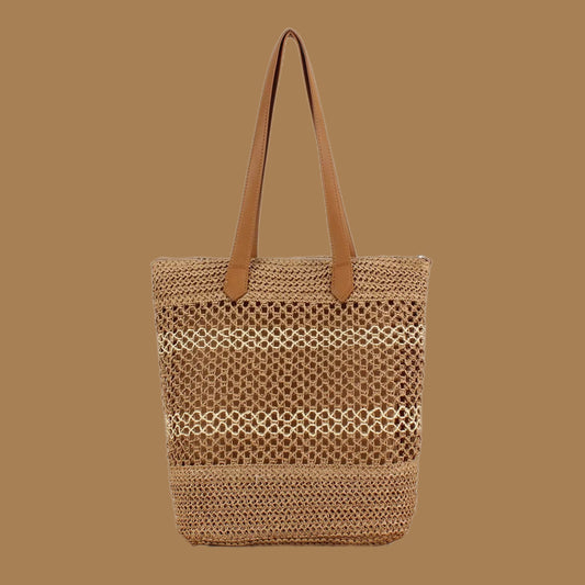 Dark Beige Straw Bag