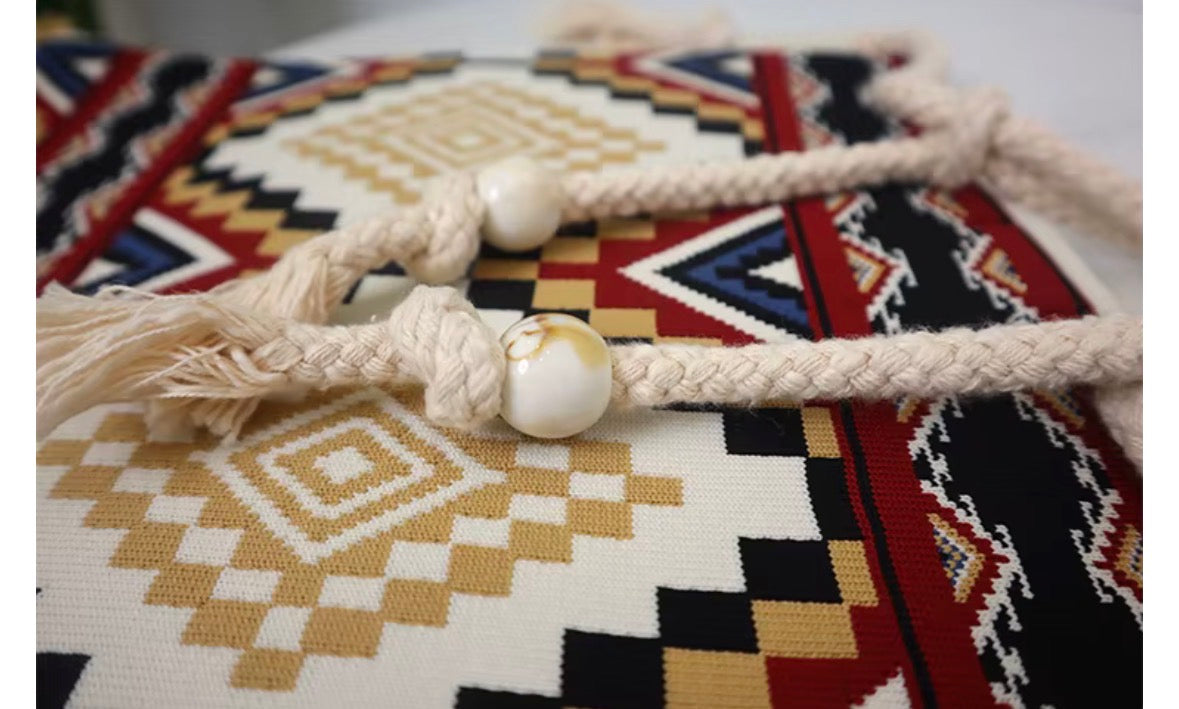 Colorful boho knitted crossbag