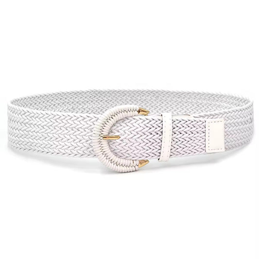 White Braided Elastic Belt