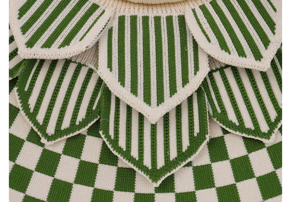 Green knitted handbag