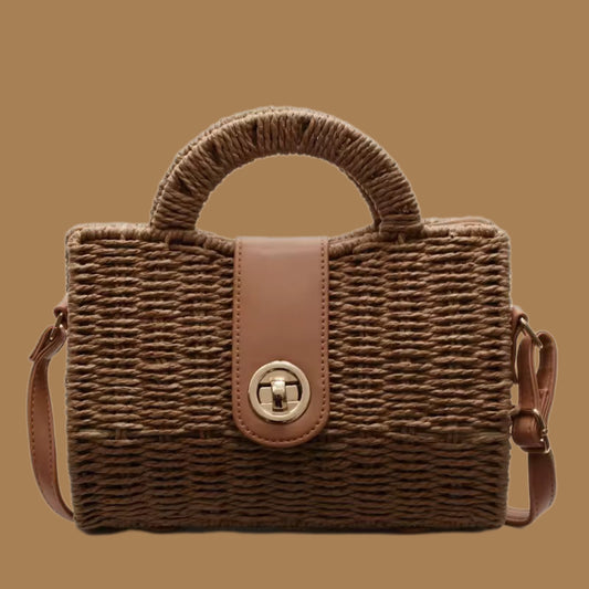 Dark Beige Straw Small Bag