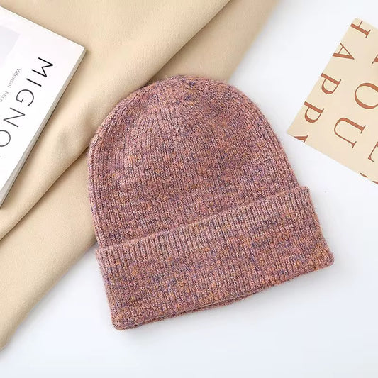 Pink Beanie with Colorful Threads