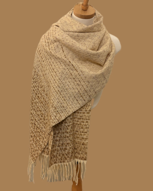 Beige Wool and Acrylic Shawl