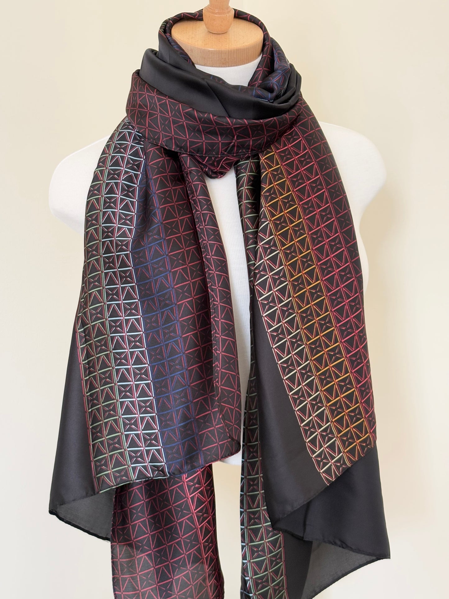 Colorful Black Silk Scarf