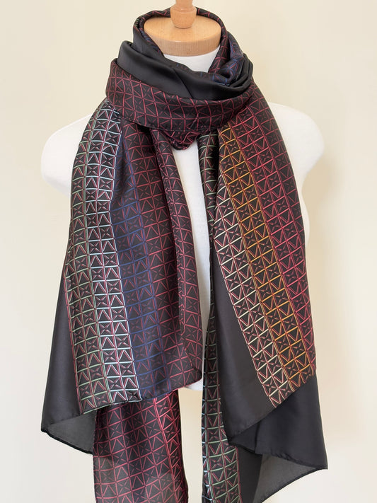 Colorful Black Silk Scarf