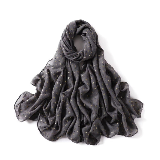 Grey Scarf with Gold Prints