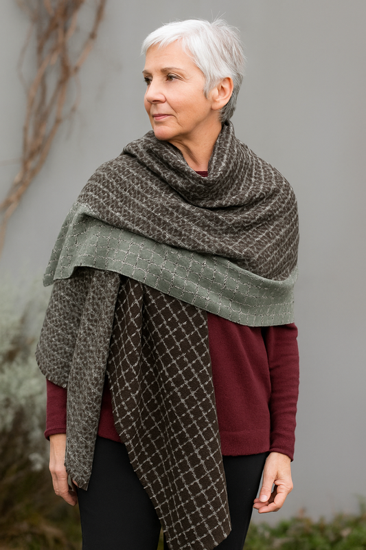Green and Brown Wool Shawl