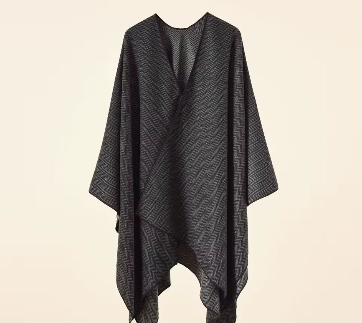 Soft Wool Chevron Poncho