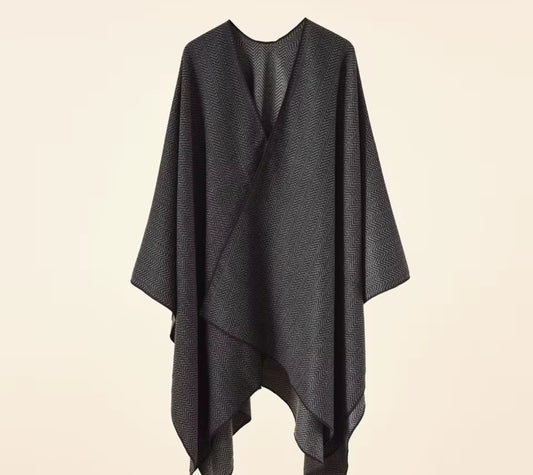 Soft Wool Chevron Poncho