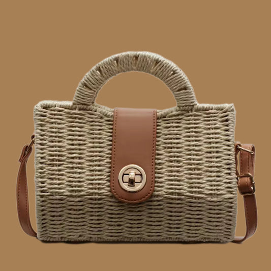 Beige Straw Small Bag