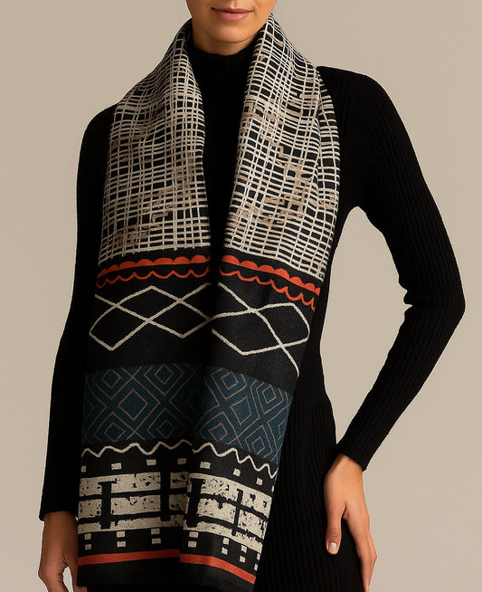 Green and Black Cashmere Shawl