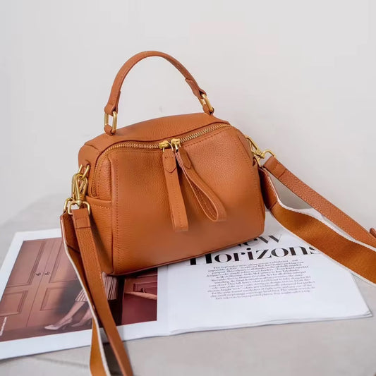 Genuine Leather Camel Handbag