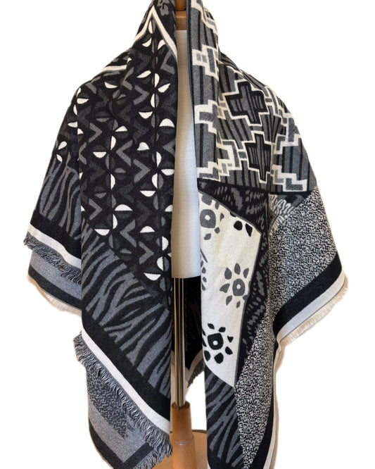 Large Square Grey Cashmere Shawl