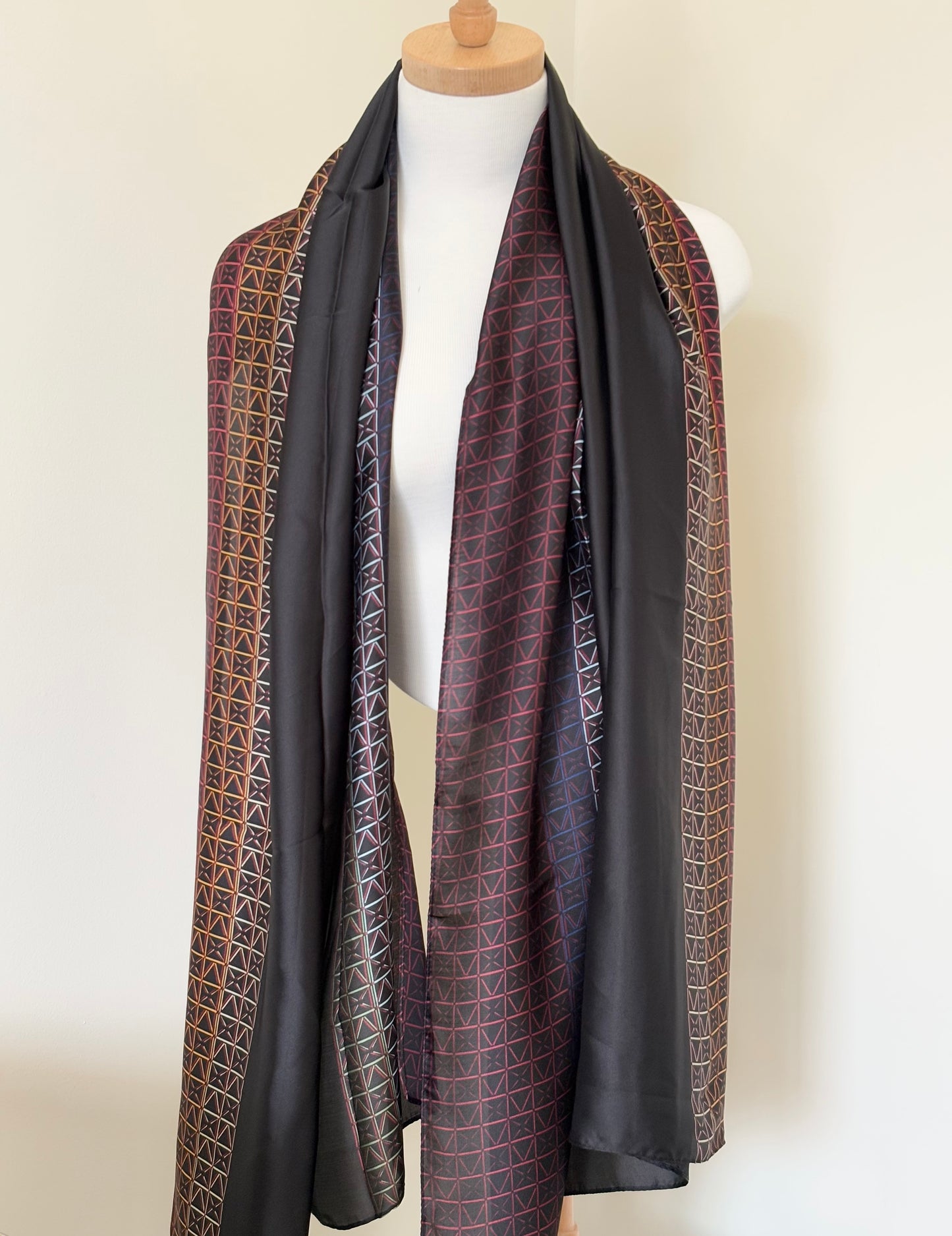 Colorful Black Silk Scarf