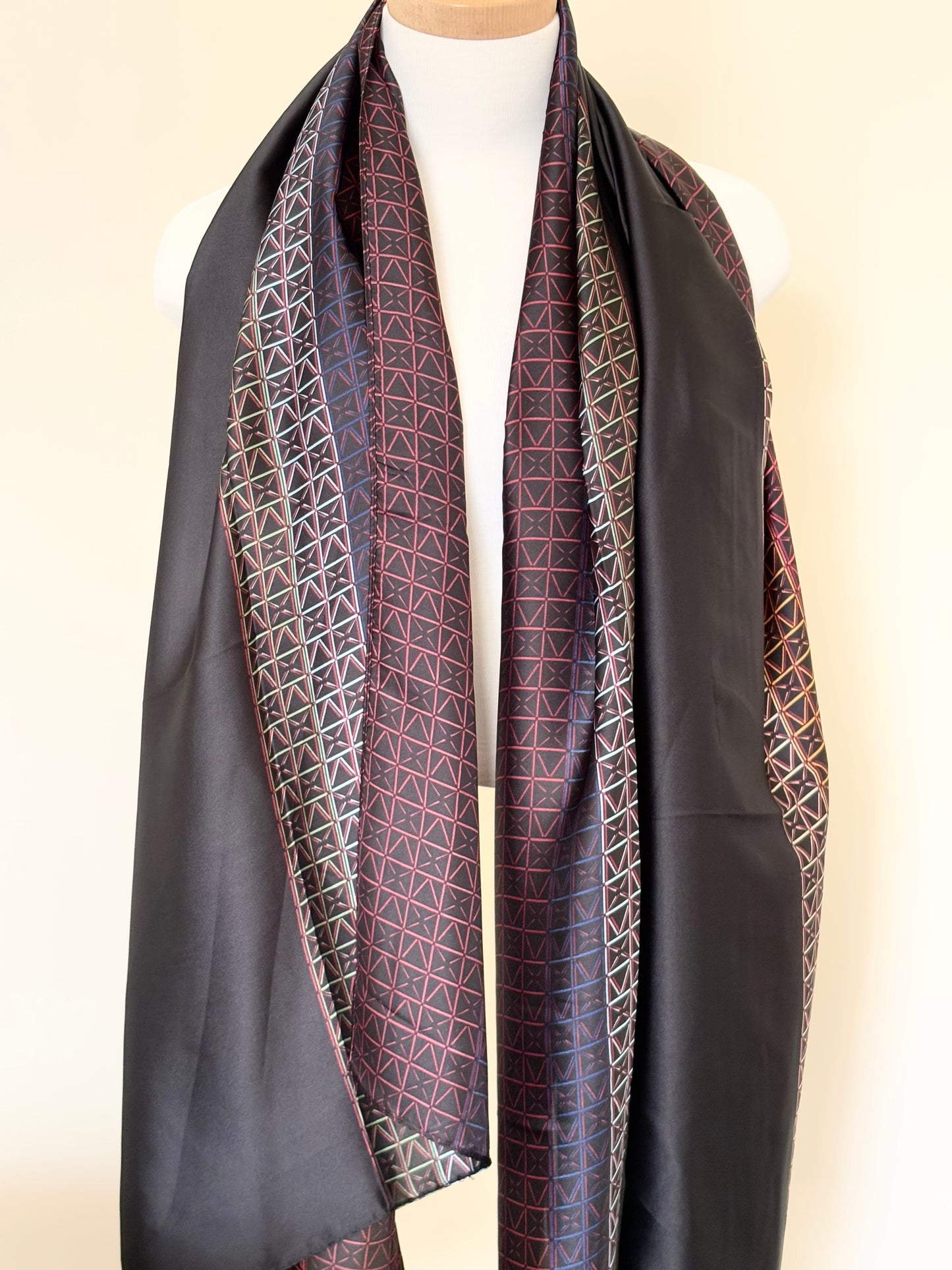 Colorful Black Silk Scarf