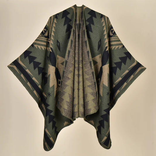 Army Green Thick Wool Poncho