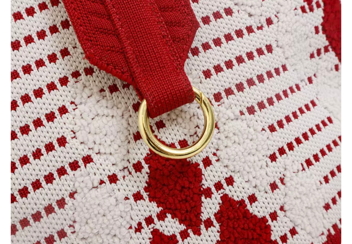 Red and white shoulder bag