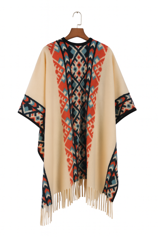 Extra Thick Beige Acrylic Poncho