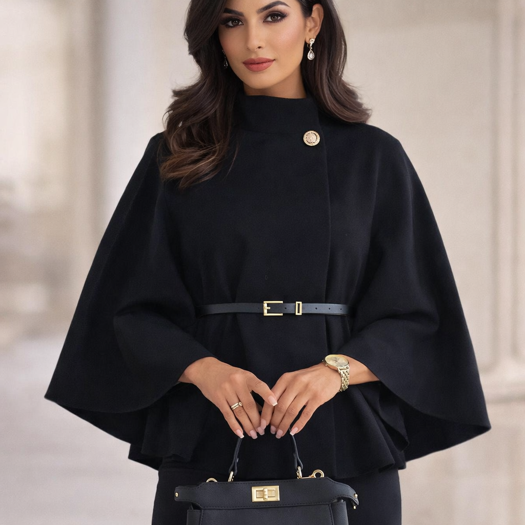 Bat Sleeve Buttoned Cape