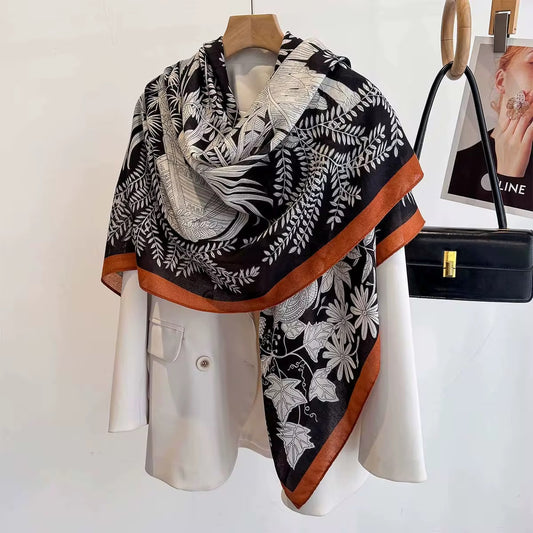 Black and Camel Square Scarf