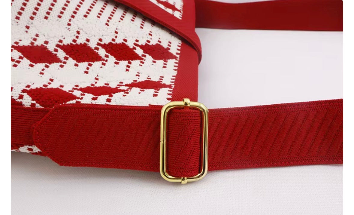 Red and white shoulder bag