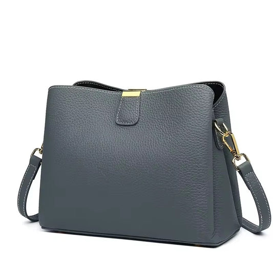 Genuine Leather Blue Handbag