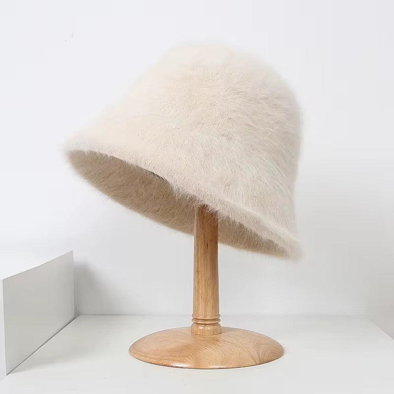 White Fur Bucket Hat