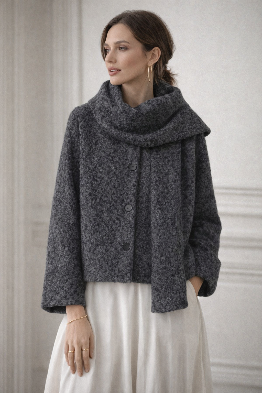 Thick Wool Jacket with Shawl