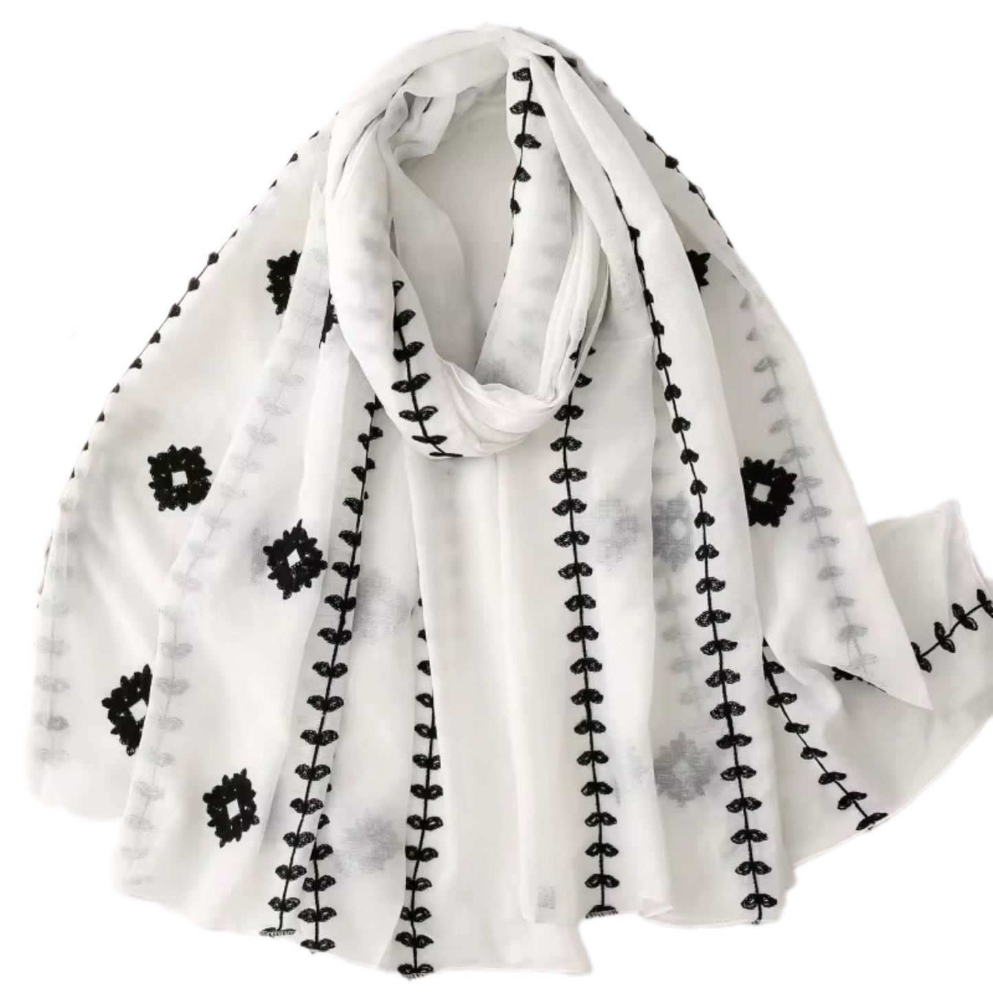 Viscose embroidered scarf