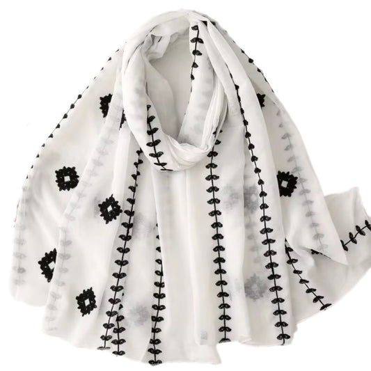 Viscose embroidered scarf