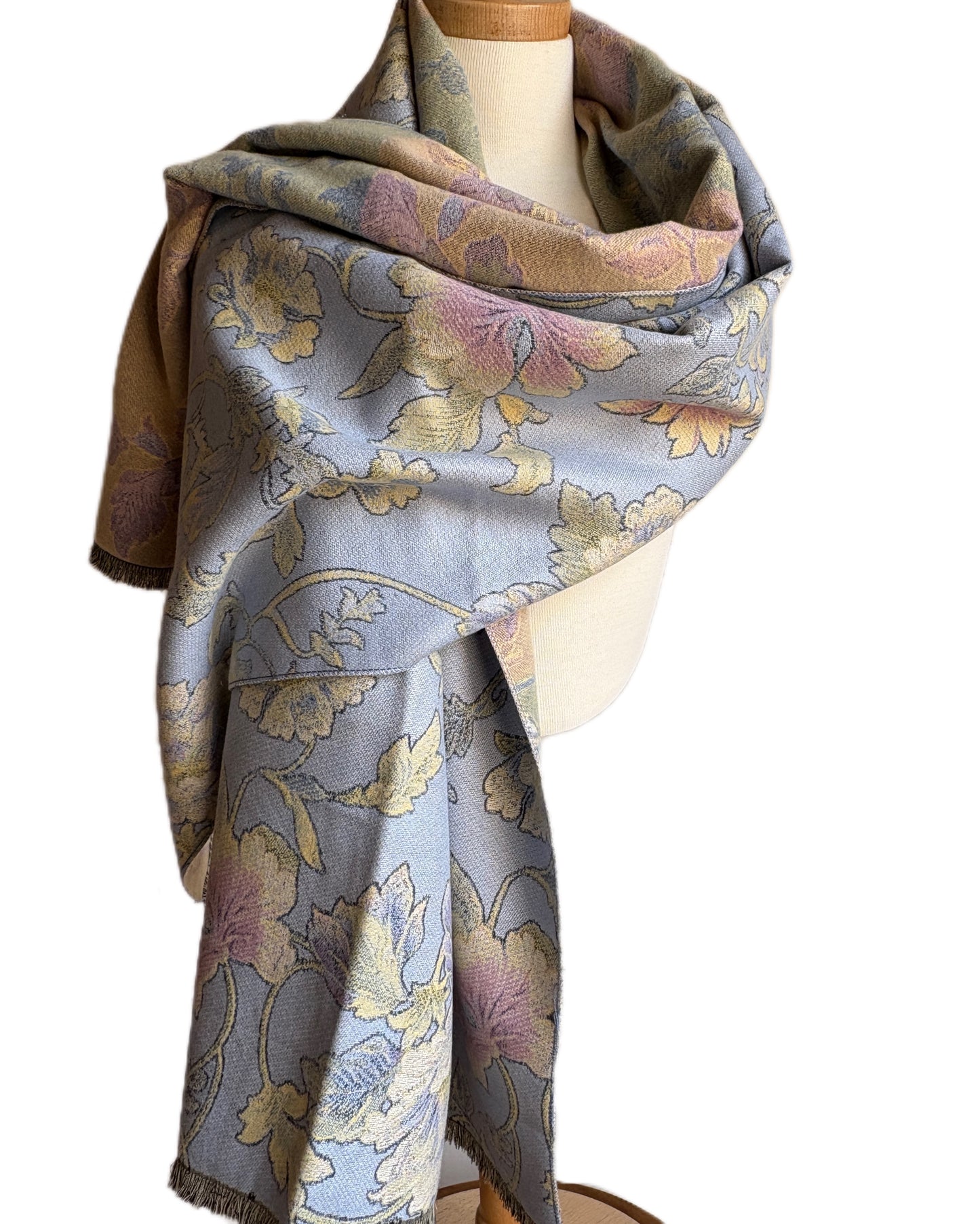 Double face Baby Blue Thick Cashmere Shawl with pastel colors