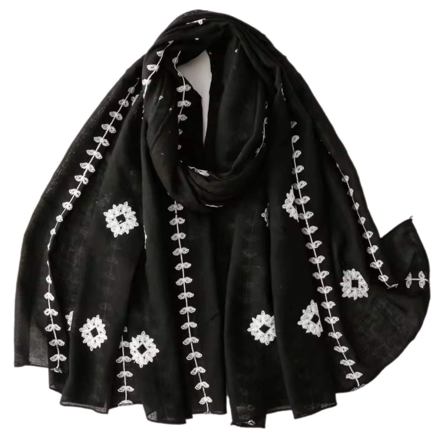 Viscose embroidered scarf