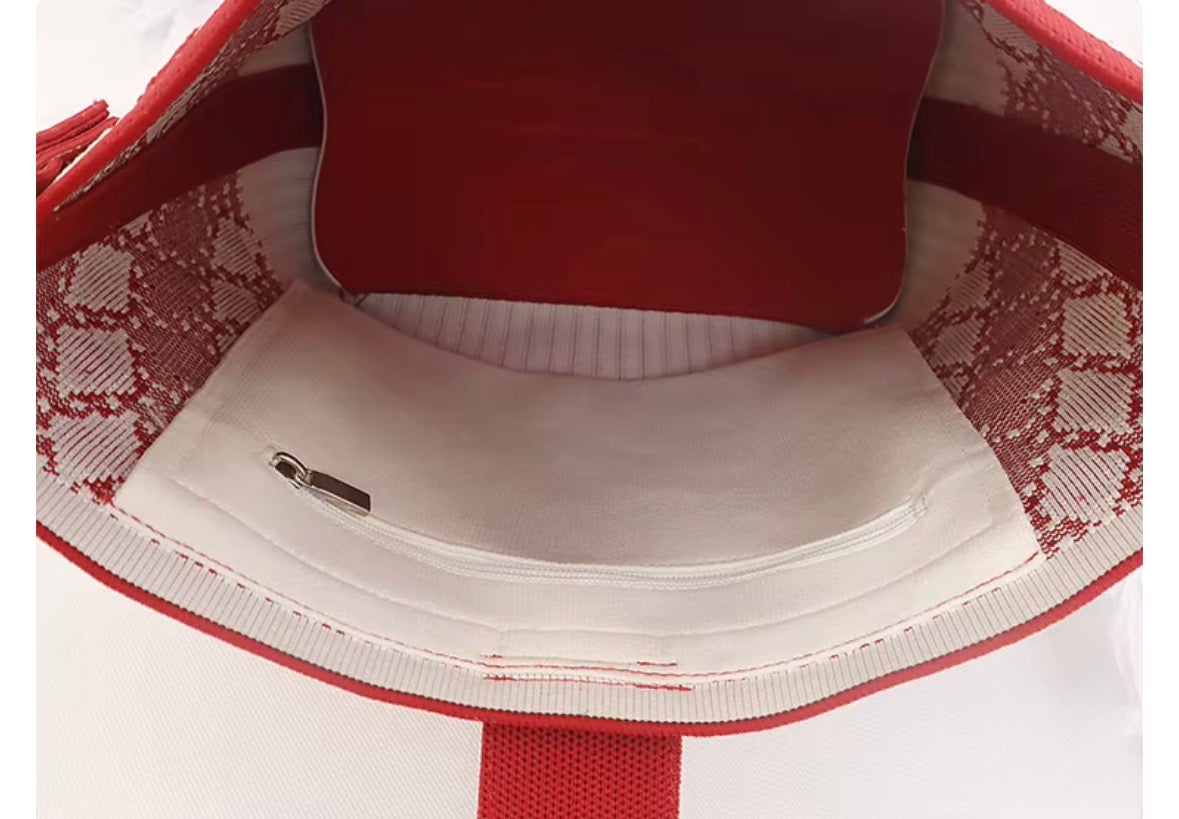 Red and white shoulder bag