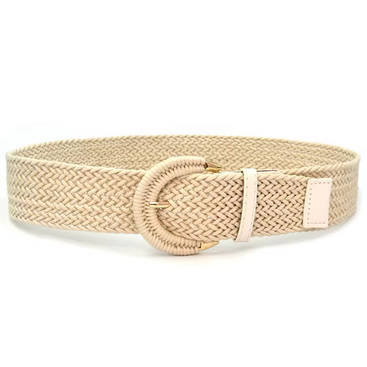 Light Beige Braided Elastic Belt