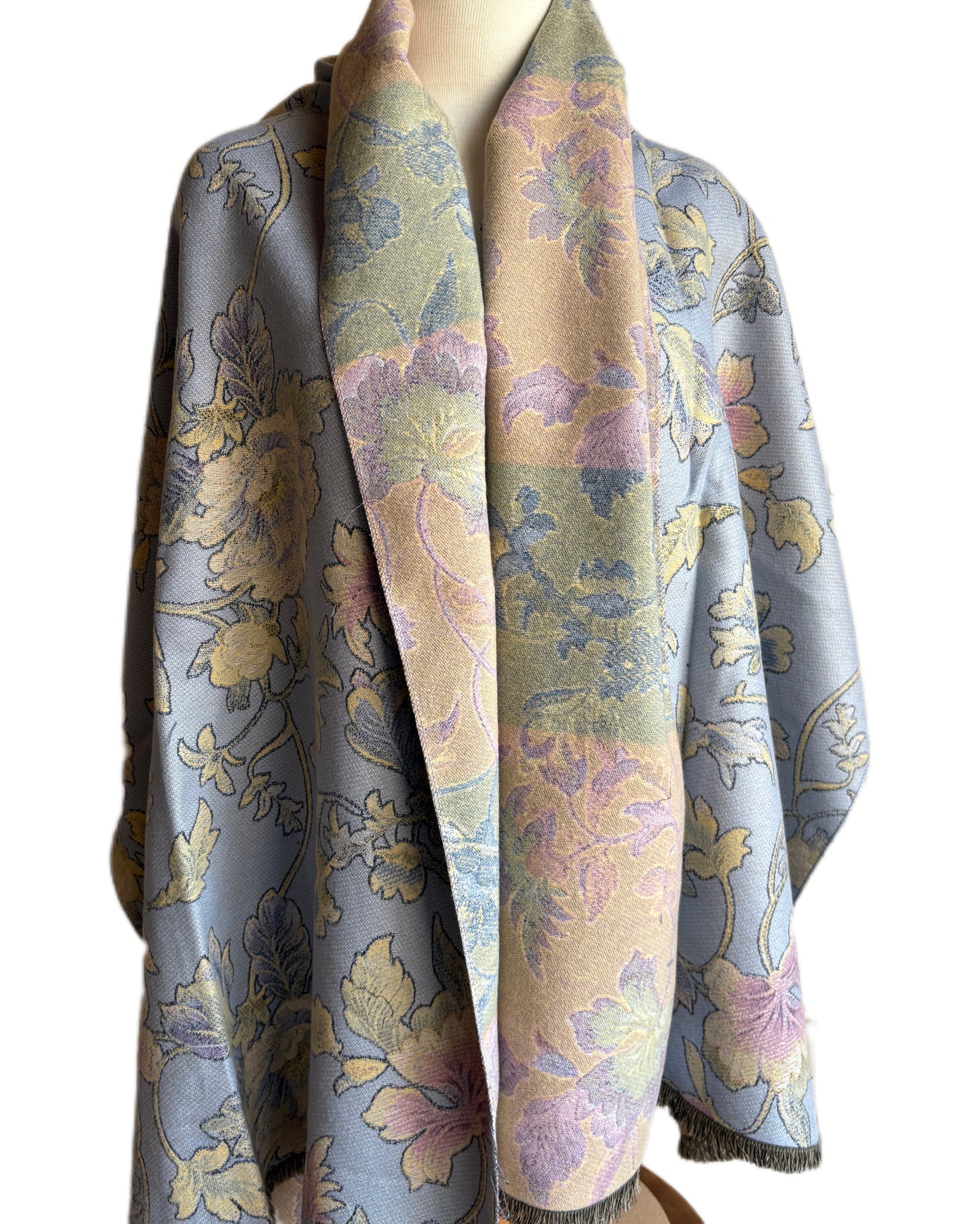 Double face Baby Blue Thick Cashmere Shawl with pastel colors