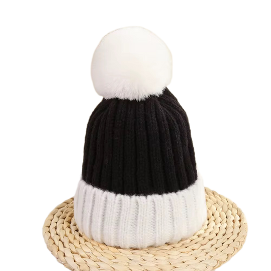 Black and White Wool Beanie