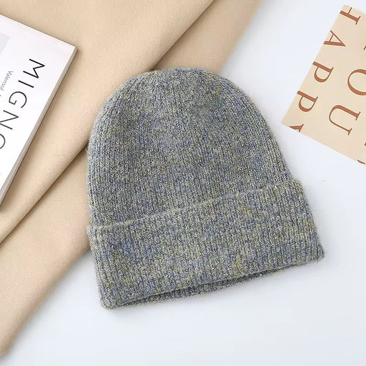 Grey Beanie with Colorful Threads