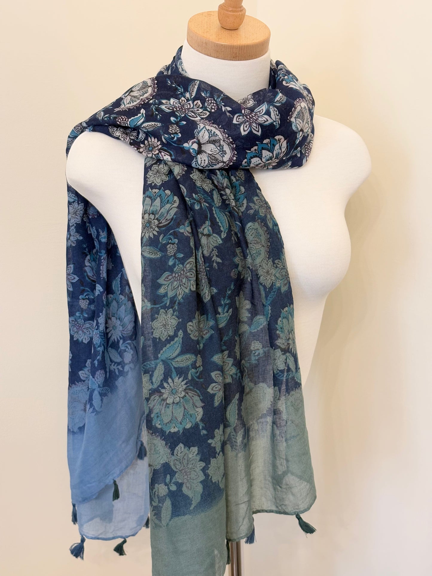 Blue and Green Light Cotton Scarf