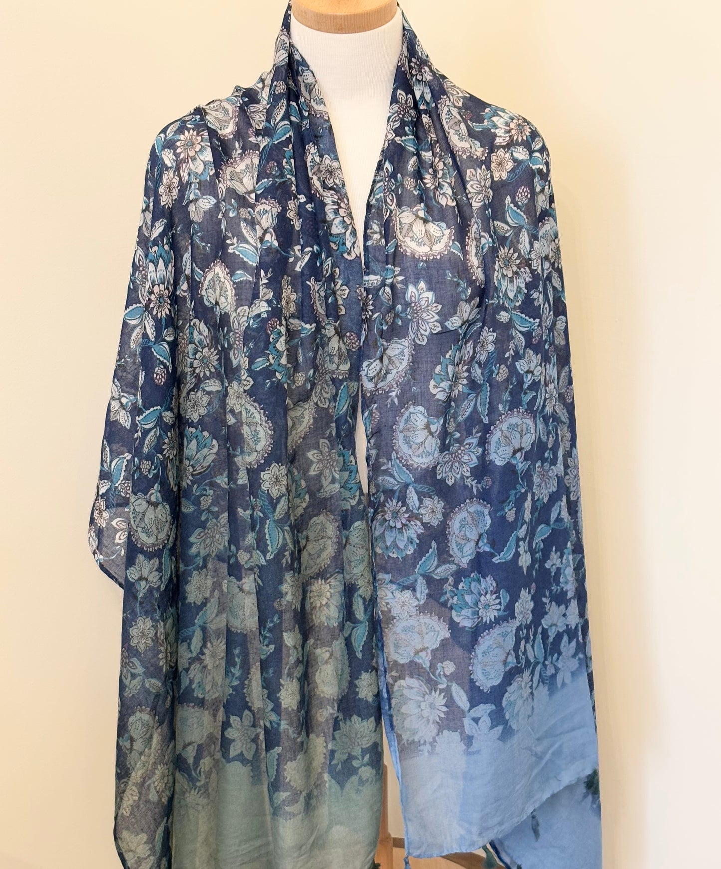 Blue and Green Light Cotton Scarf