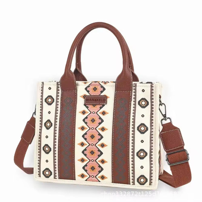 Ethnic Brown and White Tote Bag