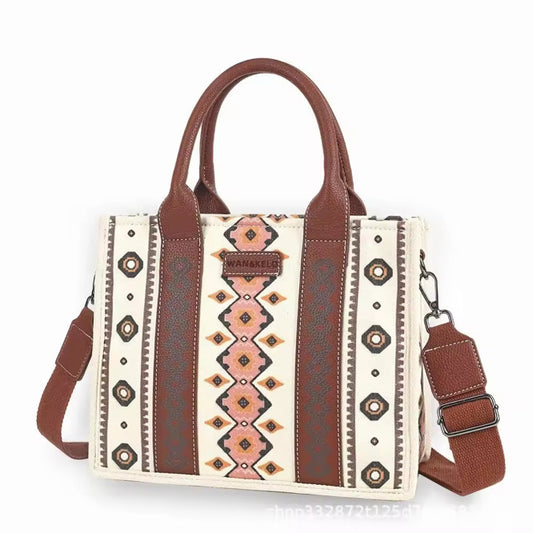 Ethnic Brown and White Tote Bag