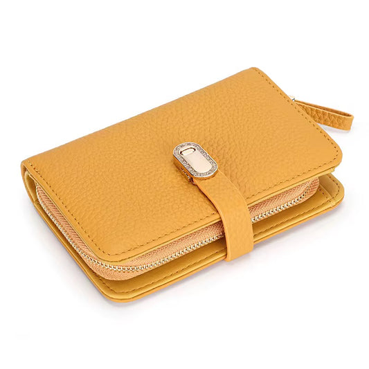 Genuine Leather Yellow Medium Wallet