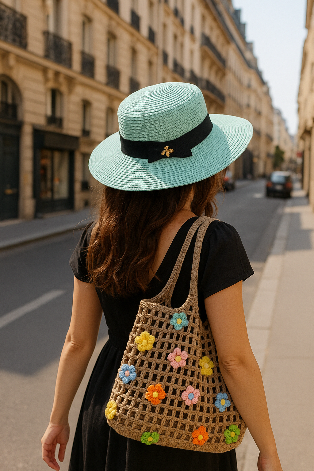 Woven Floral Shoulder Bag