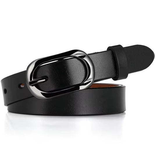 Genuine Leather Belt with Black Buckle