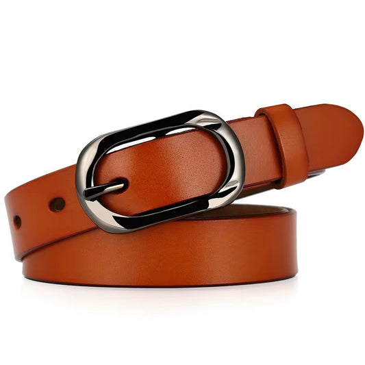 Genuine Leather Belt with Black Buckle