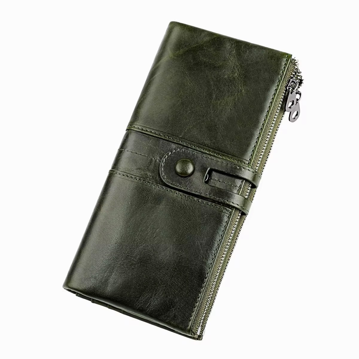 Genuine Leather Long Green Wallet