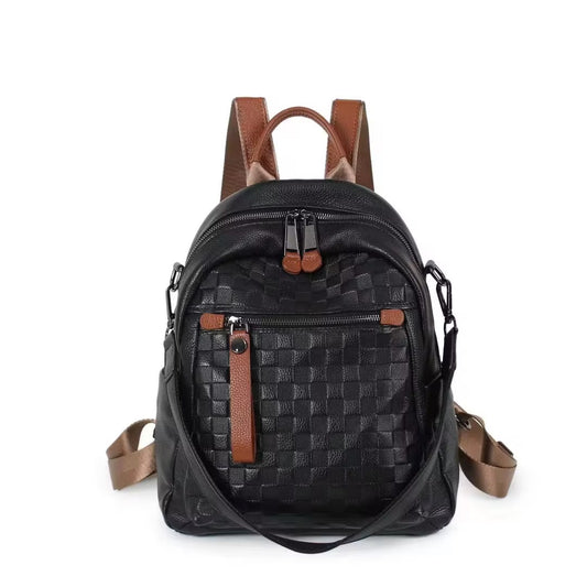 Genuine Leather Large Black Backpack