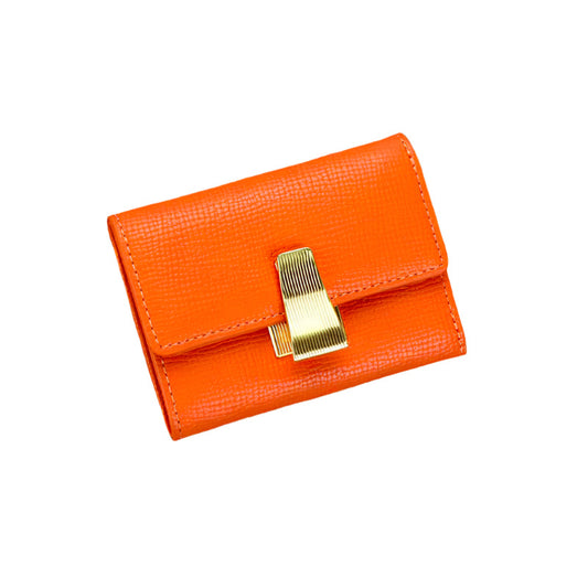 Genuine Leather Orange Mini Wallet