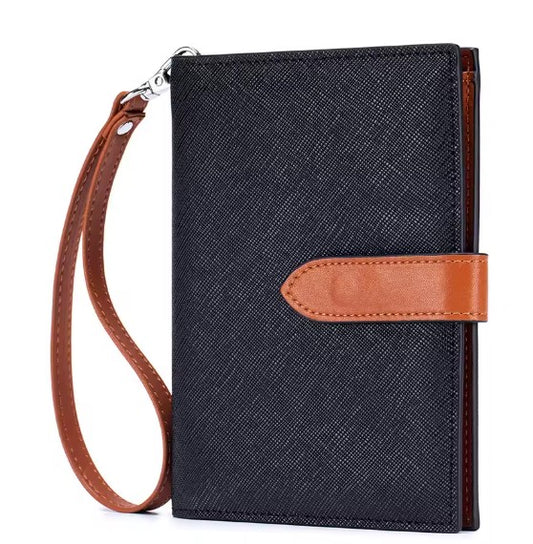 Genuine Leather Black Passport Holder and Wallet
