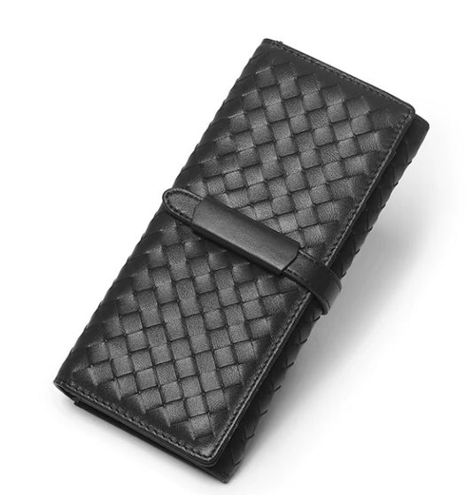 Genuine Leather Black Long Wallet